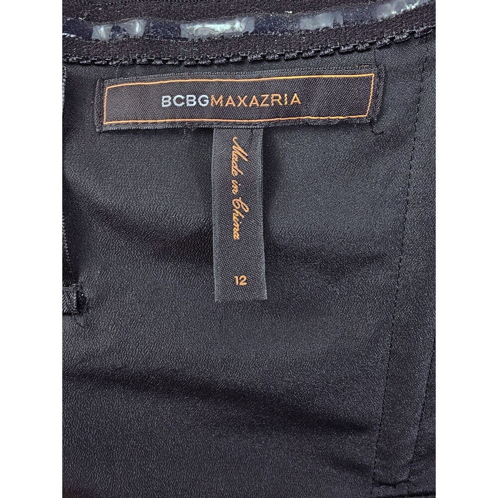 BCBG Maxazria Black Size 12 One Shoulder Taffeta Mini Dress Floral Applique - Picture 6 of 8
